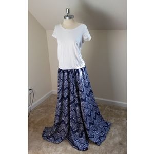 Blue floor length skirt